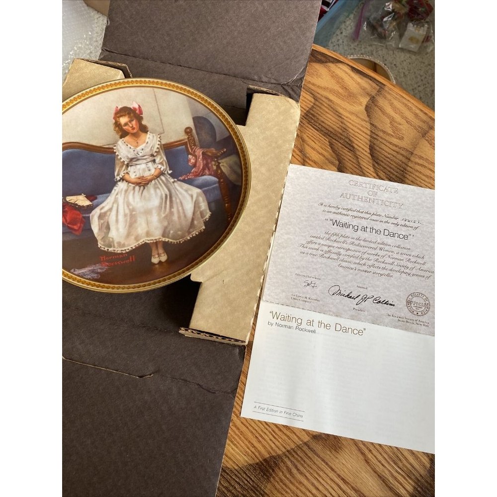 Norman Rockwell Collector Plates Limited Ed Knowles w/COA Waiting at the Dance